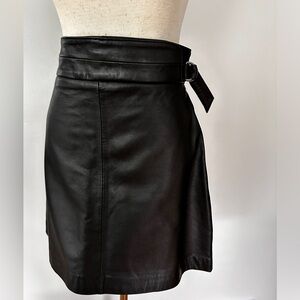 Black leather French Connection skirt size 6